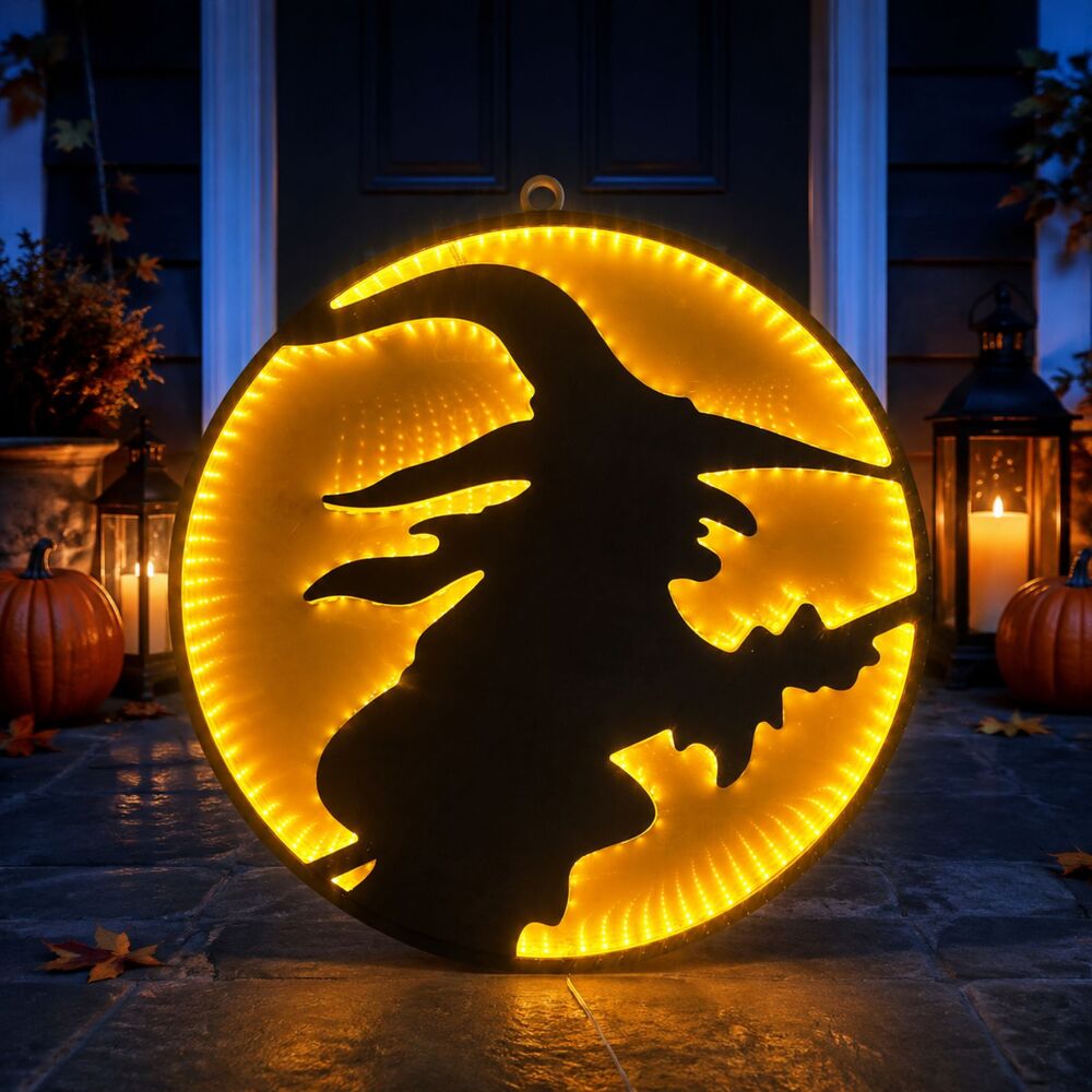 Celebrations 23 In LED Witch Infinity Light Halloween Decoration